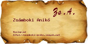 Zsámboki Anikó névjegykártya
